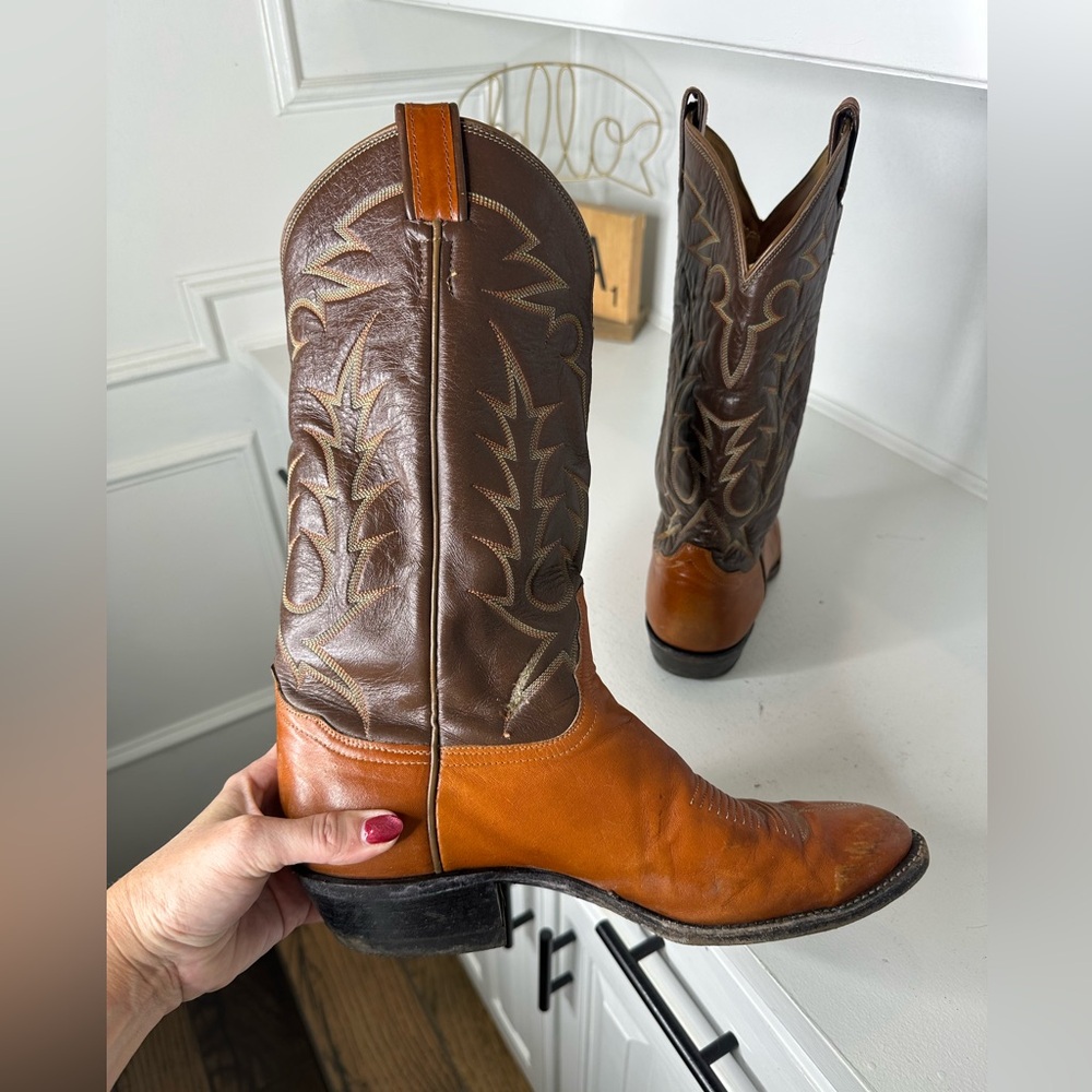 **SOLD**Vintage Tony Lama Gold Label Cowboy Boots Men’s 10.5D Two-Tone Leather - Picture 5 of 8